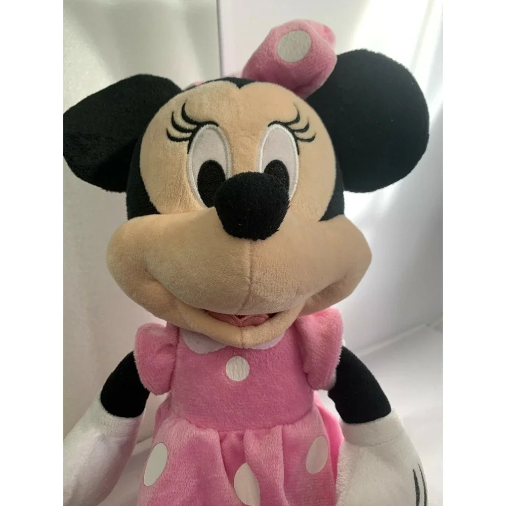 Disney Minnie Mouse Plush Pink Polka Dot Dress Stuffed Animal Just Play 15 inch